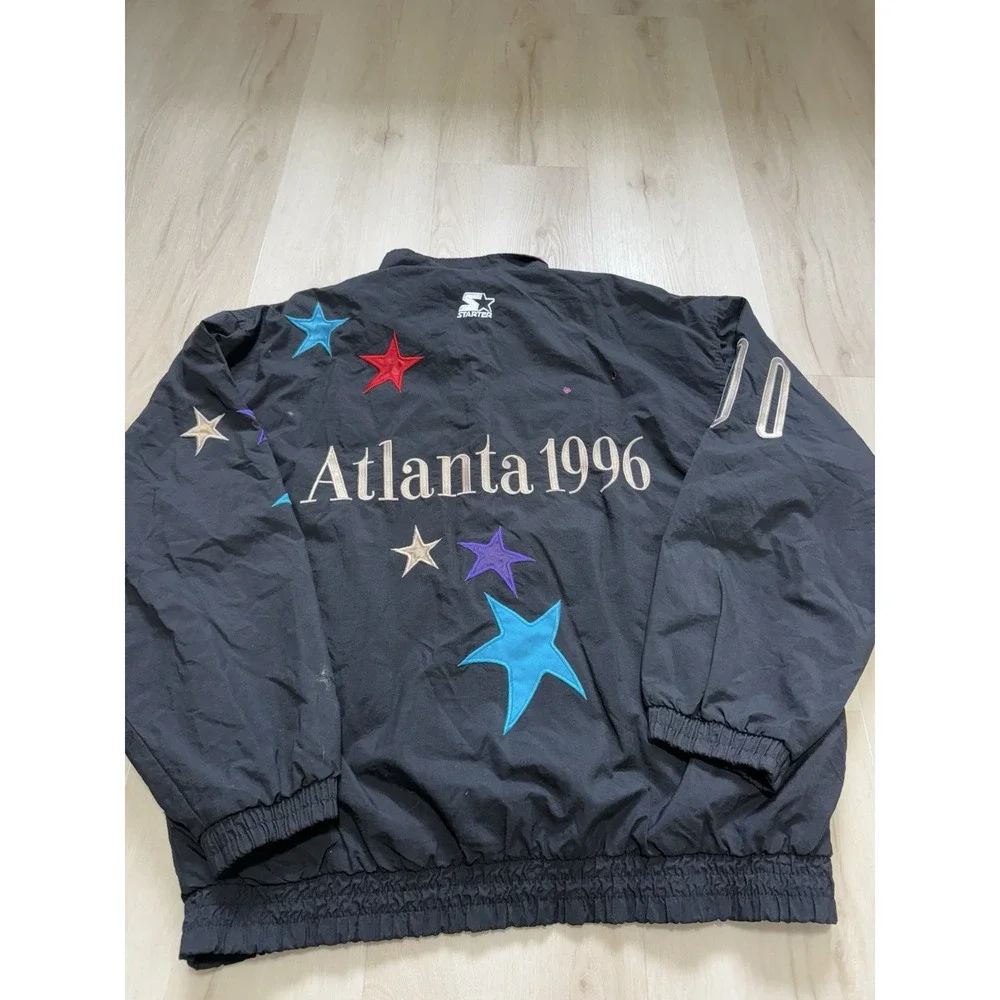 Vintage 1996 Atlanta Olympics Starter Windbreaker Jacket Black Purple Men's XL